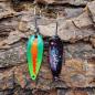 Preview: Whisper 2.2g Spoon #070 UV Aktiv Scratch Red Orange / Black Holo Flakes Pink Blue Turquoise