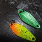 Preview: Sting 2.5g Spoon #084 UV Aktiv Yellow Orange Black Dots / Metallic Green Black Dots