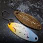 Preview: Sword 3.1g Spoon #079 UV Aktiv Blue White Orange / Dark Brown Glitter (Raue Oberfläche)