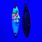 Preview: Kicker 2.7g Spoon #073 UV Aktiv MonsterClaw Pink Green Blue / Black Holo Flakes Blue