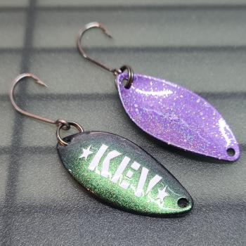 Leaf 3.0g Spoon KEV Flip Flop Green Magenta Blue / Holo Purple White Dots