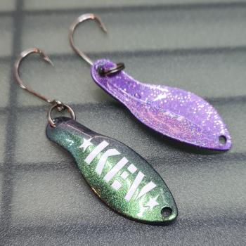 Storm 2.5g Spoon KEV Flip Flop Green Magenta Blue / Holo Purple White Dots