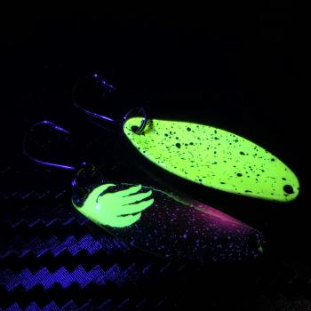 Preview: Sword 3.1g Spoon #092 UV Aktiv Apex Predator – Neon Venom - Yellow-Pink-Black / Yellow - Black Dots