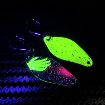 Preview: Belly 2.5g Spoon #092 UV Aktiv Apex Predator – Neon Venom - Yellow-Pink-Black / Yellow - Black Dots