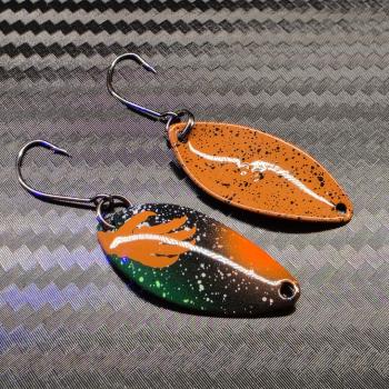 Leaf 3.0g Spoon #091 UV Aktiv Apex Predator – Acid Strike - Brown-Green-Black-Orange / Brown - Black Dots