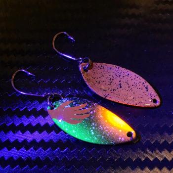 Preview: Leaf 3.0g Spoon #091 UV Aktiv Apex Predator – Acid Strike - Brown-Green-Black-Orange / Brown - Black Dots