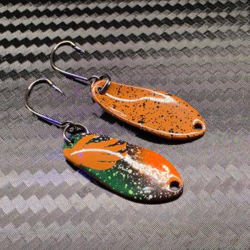 Yami 2.5g Spoon #091 UV Aktiv Apex Predator – Acid Strike - Brown-Green-Black-Orange / Brown - Black Dots