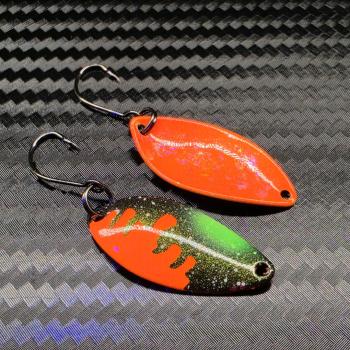 Leaf 3.0g Spoon #094 UV Aktiv Apex Predator – Molten Core - Orange-Black-Green-Gold Holo / Orange - Holo Flakes Pink