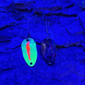 Adder 2.0g Spoon #070 UV Aktiv Scratch Red Orange / Black Holo Flakes Pink Blue Turquoise