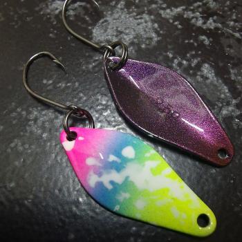 Belly 2.5g Spoon #085 UV Aktiv Yellow Blue Pink / Flip Flop Purple-Greenbrown