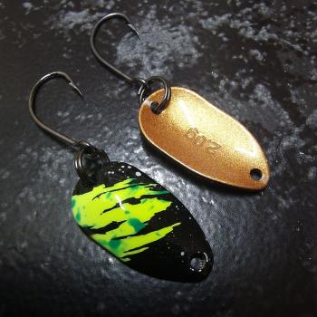 Adder 2.0g Spoon #083 Black White Dots - Yellow Blue Scratch / Copper