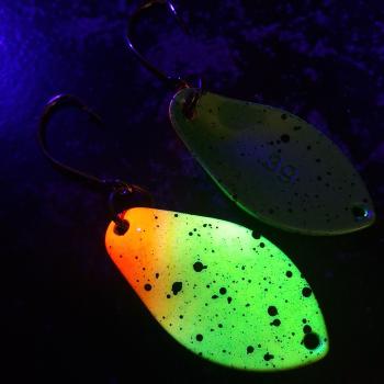 Jelly 3.0g Spoon #084 UV Aktiv Yellow Orange Black Dots / Metallic Green Black Dots