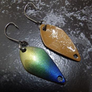 Crucial 2.5g Spoon #082 Metallic Gold Green Blue / Dark Brown Glitter