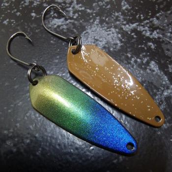 Iron 3.0 Spoon #082 Metallic Gold Green Blue / Dark Brown Glitter