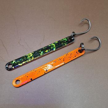 Bobbelsche 2.3g UL Trout Stick #003 UV Aktiv Orange Black Dots / Black Holo Flakes Gold Green