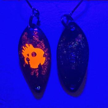 Leaf 2.0g Spoon #075 UV Aktiv Skull Orange Fire / Black Holo Flakes Gold Green Turquoise