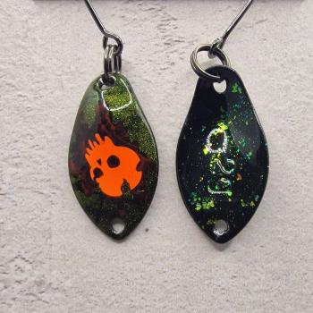 Jelly 2.0g Spoon #075 UV Aktiv Skull Orange Fire / Black Holo Flakes Gold Green Turquoise