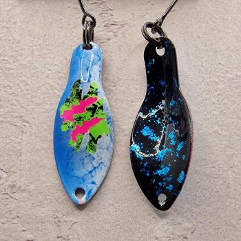 Storm 2.5g Spoon #073 UV Aktiv MonsterClaw Pink Green Blue / Black Holo Flakes Blue