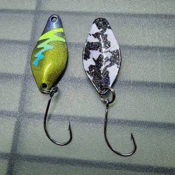 Belly 2.5g Spoon #056 UV Aktiv FlipFlop Bug Yellow Blue / Black White Holo