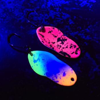 Wavemaker 3.0g Spoon #089 UV Aktiv Orange Blue LimeGreen / Raspberry Dark Brown