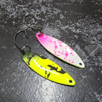 Kicker 2.7g Spoon #088 UV Aktiv Yellow Olive Green / White Pink