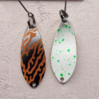 Yami 3.0g Spoon #076 Brown Wild Mesh / UV Aktiv White Green Dots