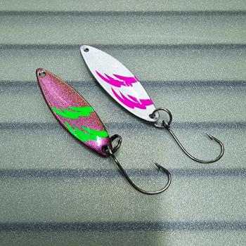 Kicker 2.7g Spoon #050 UV Aktiv FlipFlop Electric Green / Silver Neon Raspberry