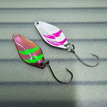 Belly 2.5g Spoon #050 UV Aktiv FlipFlop Electric Green / Silver Neon Raspberry