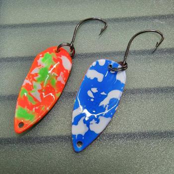 Catchmaker 2.5g Spoon #063 UV Aktiv Abstrakt Shining Orange / Camo Blue White