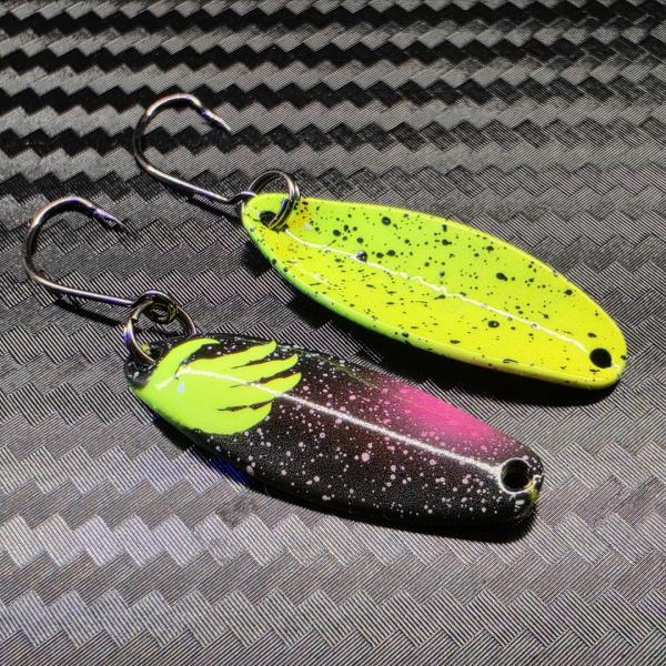 Sword 3.1g Spoon #092 UV Aktiv Apex Predator – Neon Venom - Yellow-Pink-Black / Yellow - Black Dots