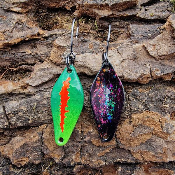 Belly 2.5g Spoon #070 UV Aktiv Scratch Red Orange / Black Holo Flakes Pink Blue Turquoise