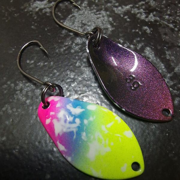 Jelly 3.0g Spoon #085 UV Aktiv Yellow Blue Pink / Flip Flop Purple-Greenbrown