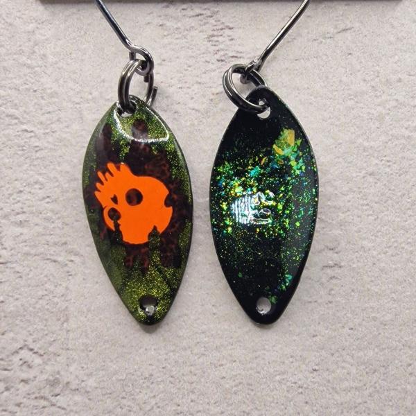 Leaf 2.0g Spoon #075 UV Aktiv Skull Orange Fire / Black Holo Flakes Gold Green Turquoise