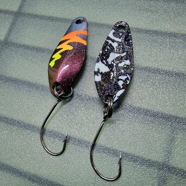 Sting 2.5g Spoon #059 UV Aktiv FlipFlop Bug Orange Yellow / Black White Holo