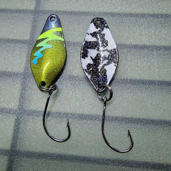 Belly 2.5g Spoon #056 UV Aktiv FlipFlop Bug Yellow Blue / Black White Holo