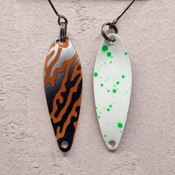 Rozah 2.5g Spoon #076 Brown Wild Mesh / UV Aktiv White Green Dots