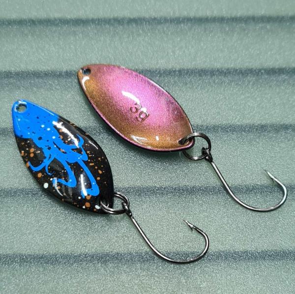 Leaf 3.0g Spoon #043 UV Aktiv Oktopussy Blue / FlipFlop Red-Gold