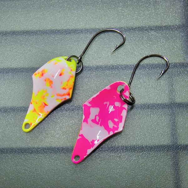 Stormy 2.3g Spoon #062 UV Aktiv Abstrakt Fire Yellow / Camo Pink White